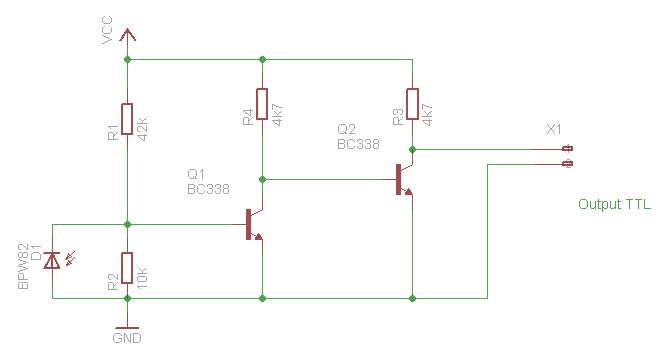Transistor mit Photodiode, Schaltungsentwurf: Mathias Dalheimer